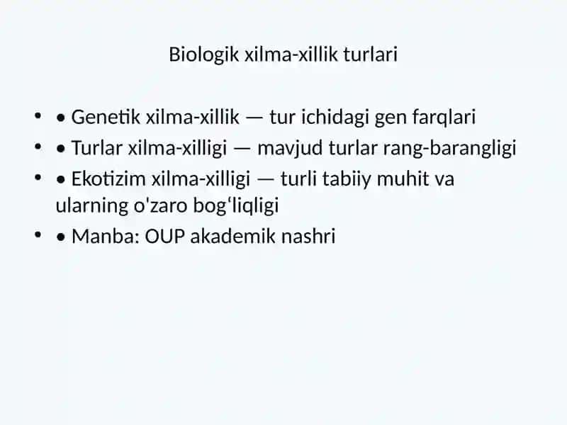 Biologik xilma-xillik (Biodiversity) 3
