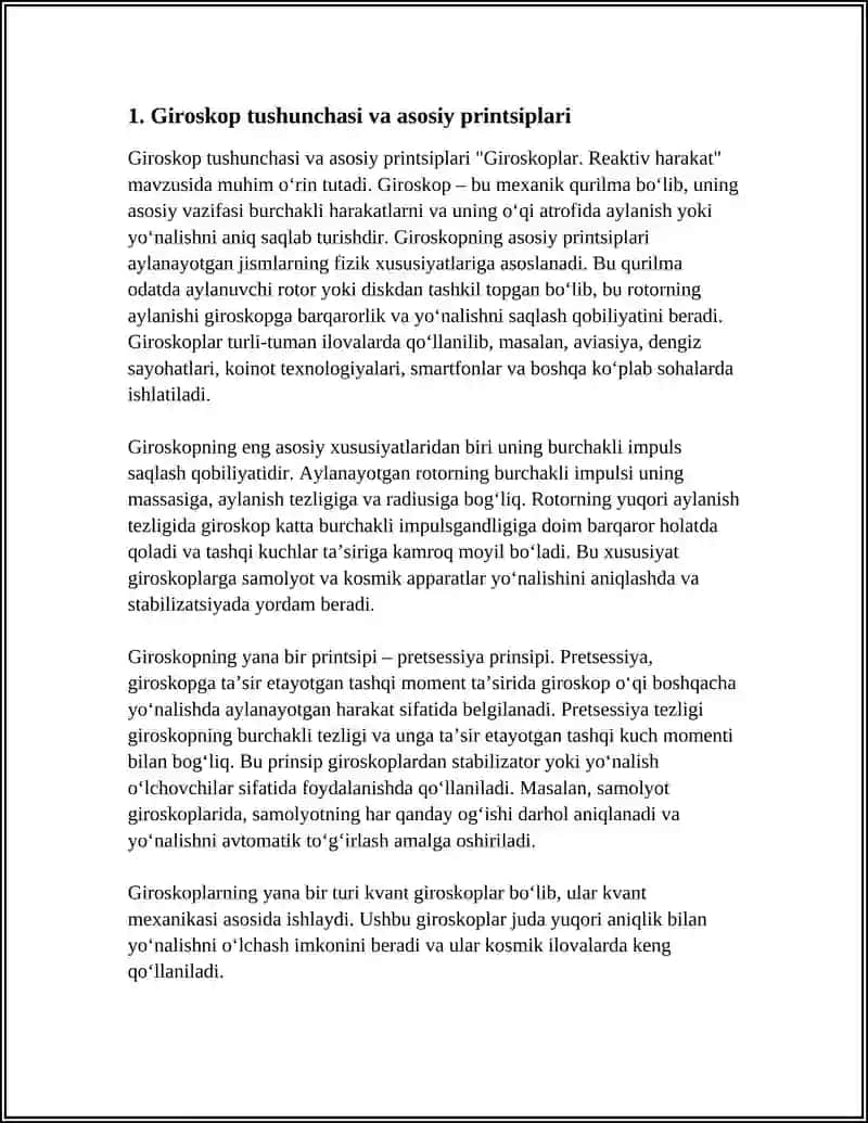 Giroskoplar. Reaktiv harakat 3