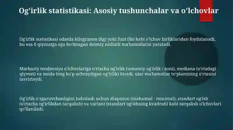 Og'irlik statistikasi 3