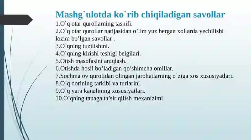 Oʻq otar quroldan jarohatlanish mexanizmi 3