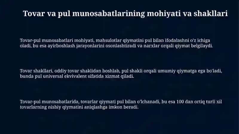 Tovar va pul munosabatlari 3
