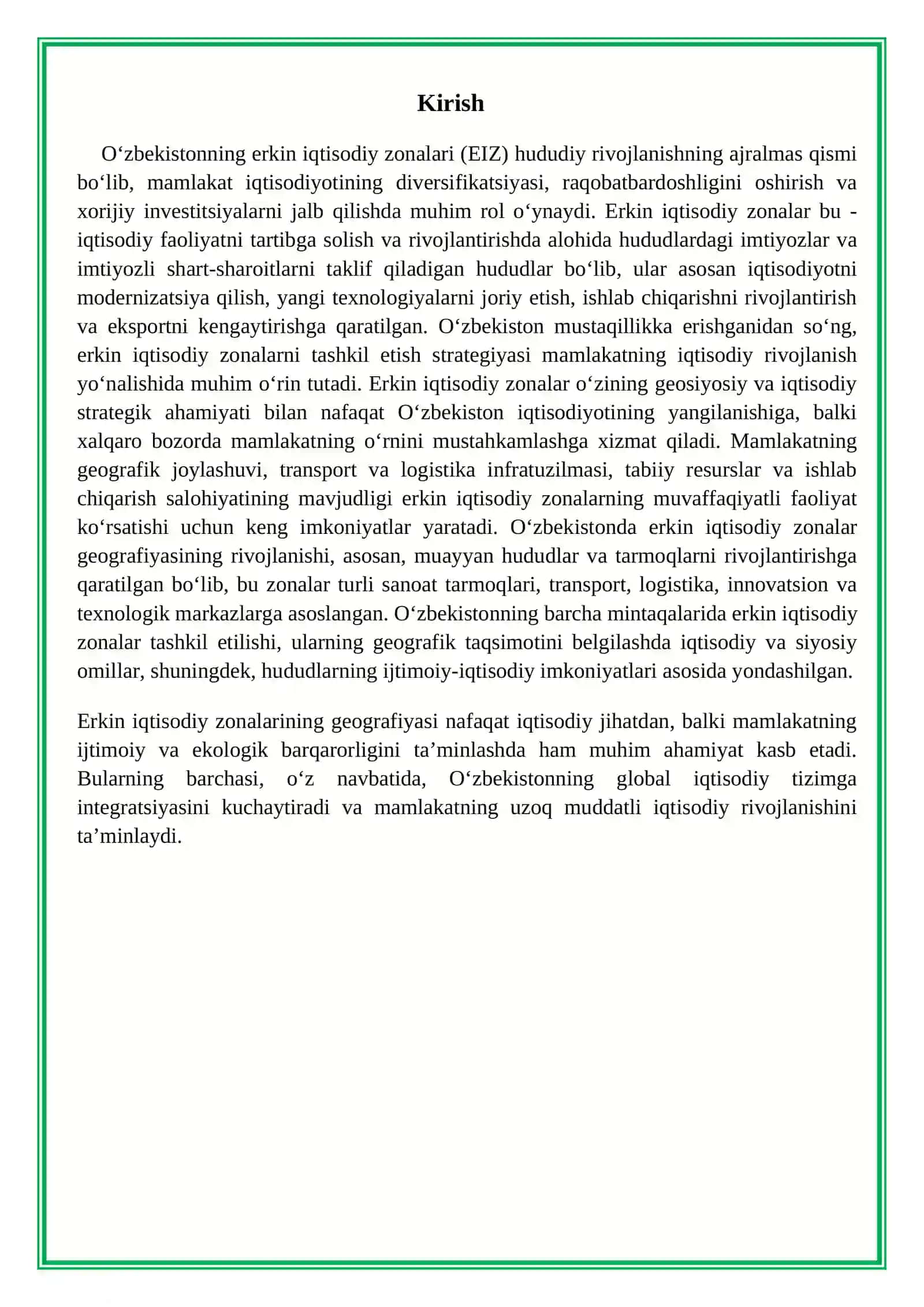 O'zbekiston erkini iqtisodiy zonalari geografiyasi 3