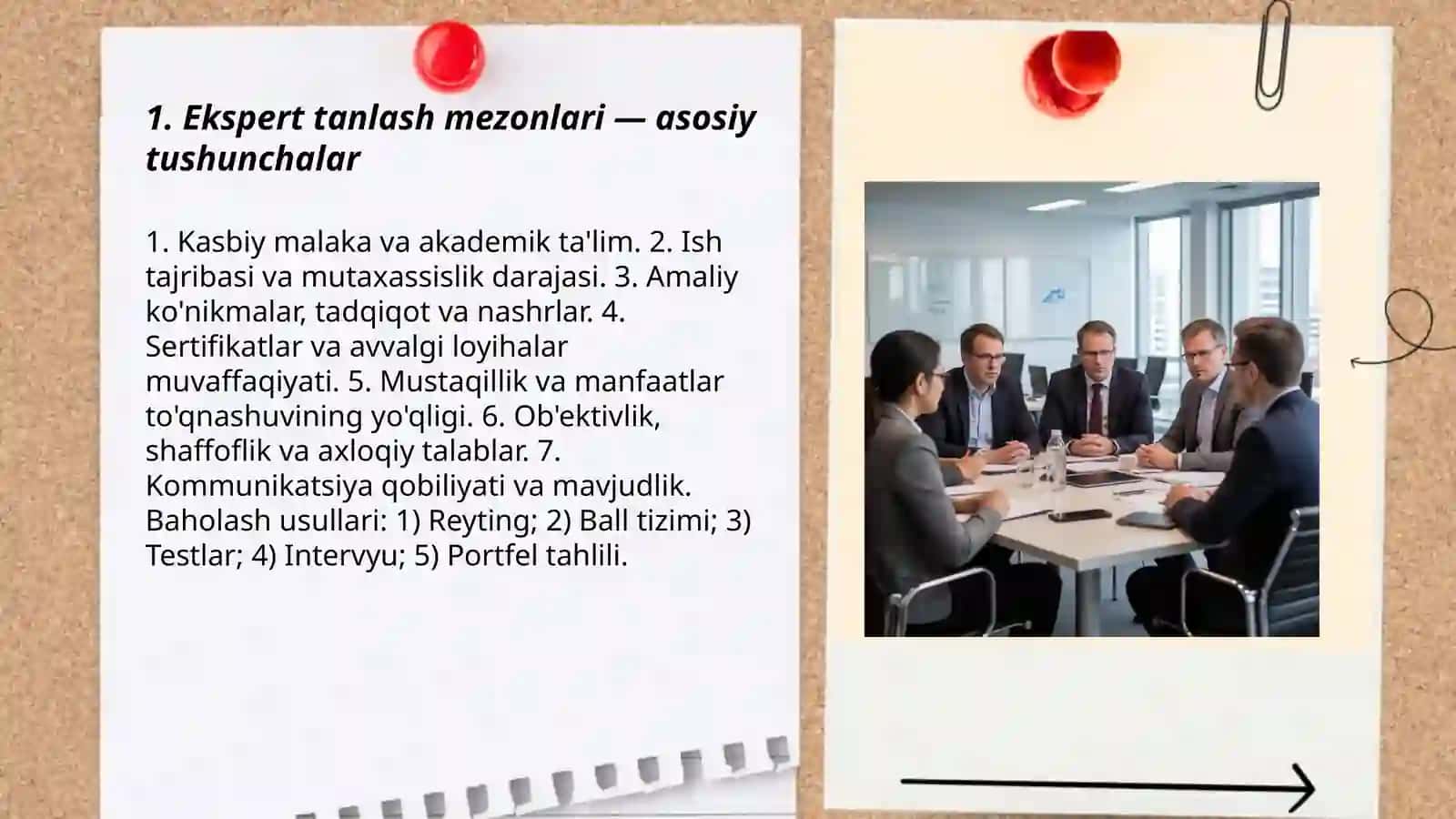 Ekspert tanlash mezonlari va ekspert kompetentligini baholash usullari 3