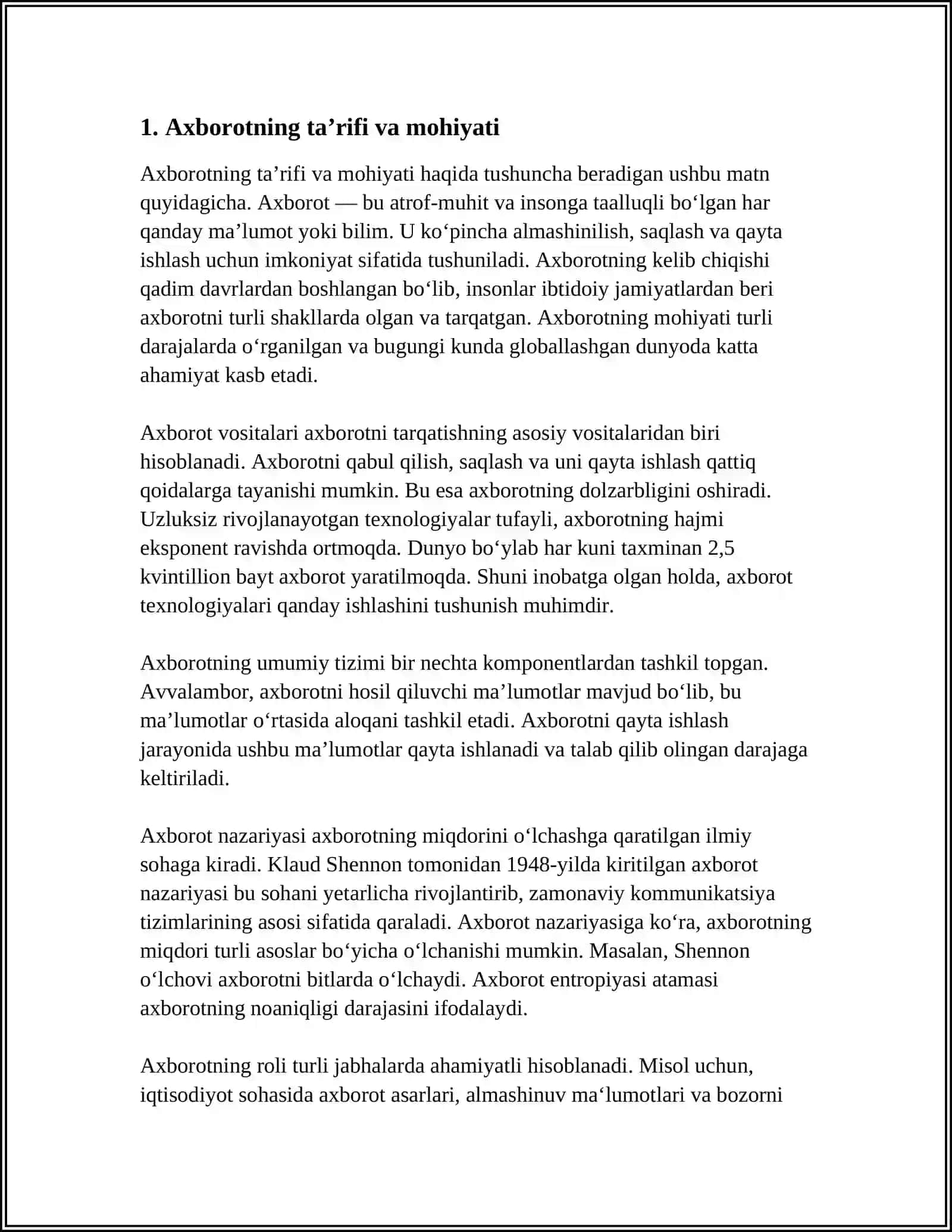 AXBOROT NIMA VA UNING MANBAALARI 3