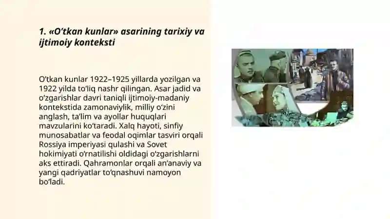 O'tkan kunlar asari tahlili 3