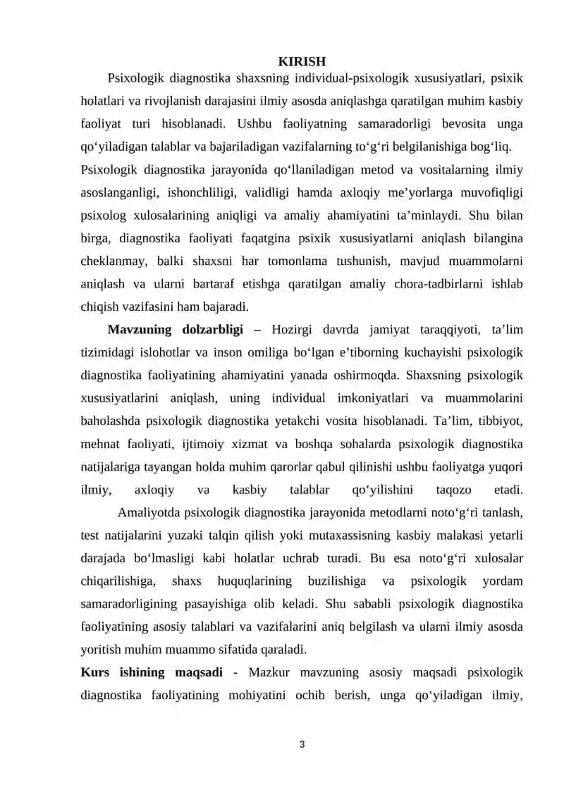 PSIXOLOGIK DIAGNOSTIKA FAOLIYATINI TALABLARI VA VAZIFALARI 3