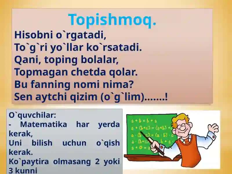 Ko`paytirish amali bilant anishtirish 3