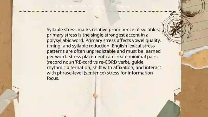 Syllable stress and primary stress in English words 3