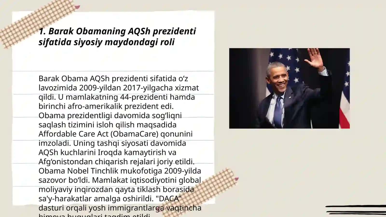Siyosiy maydonda Obamaning oʻrni 3