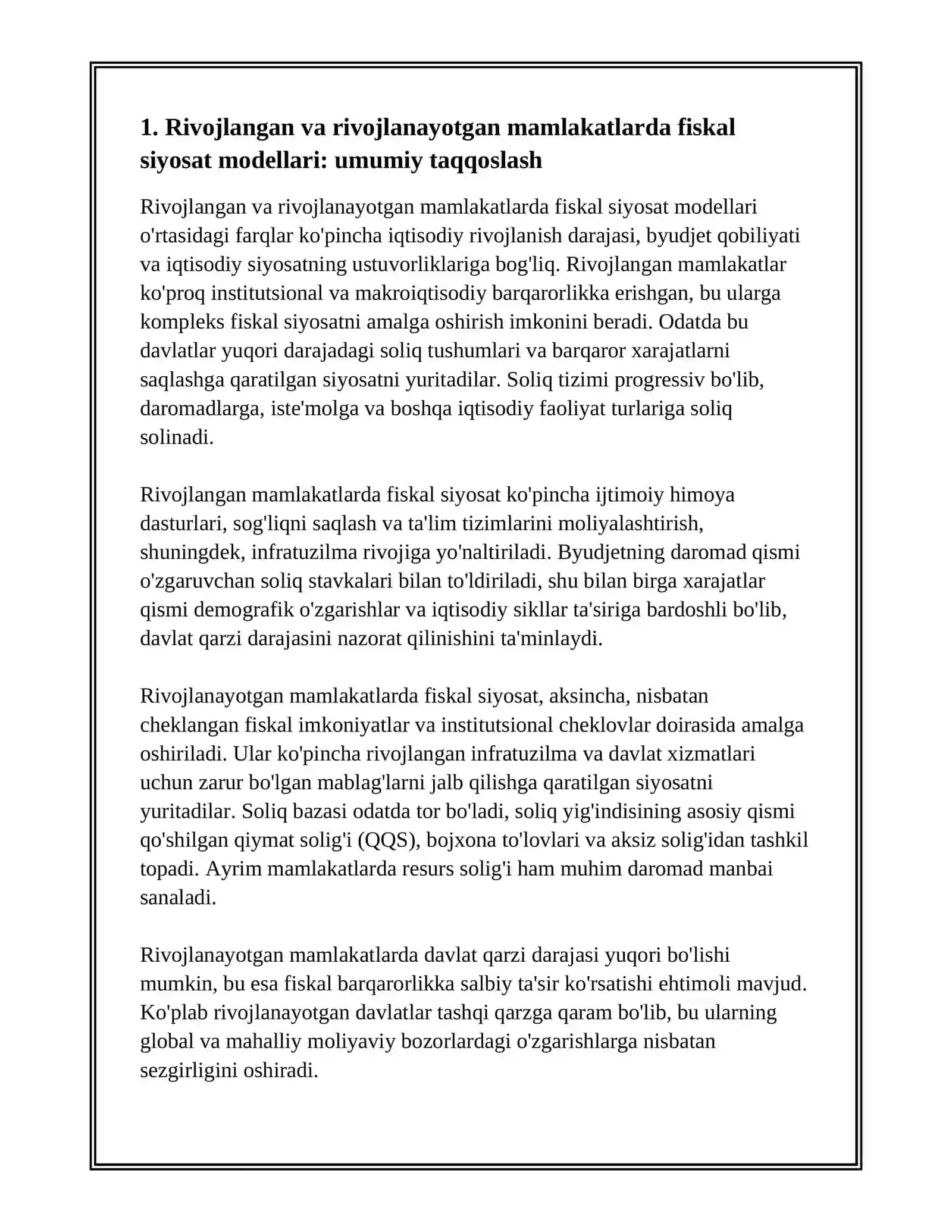 JAXON TAJRIBASI, RIVOJLANGAN VA RIVOJLANYATGAN MAMLAKATLARDA FISKAL SIYOSAT MODELLARI 3