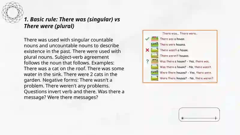 Basic rule: There was (singular) vs There were (plural) 3