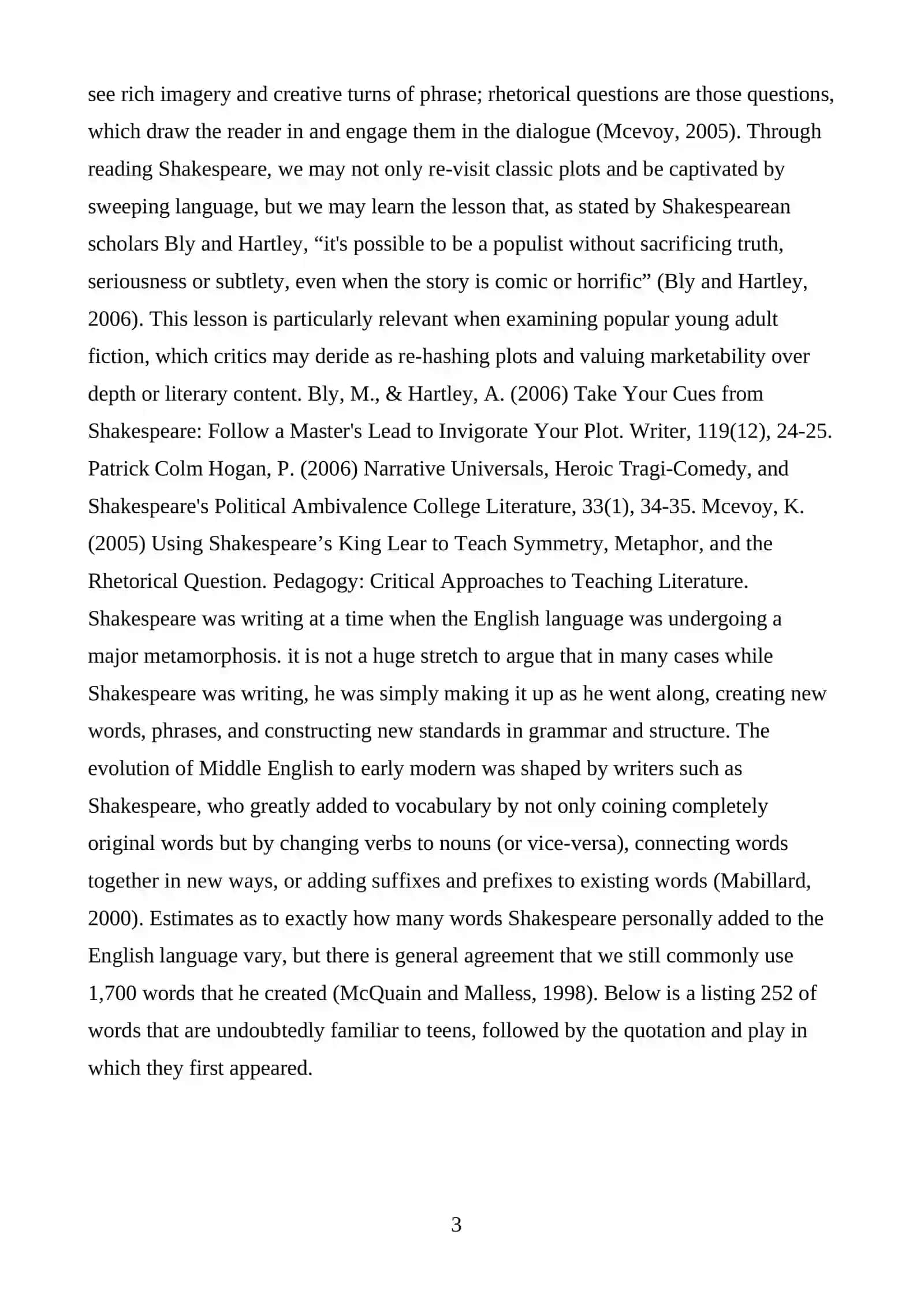WILLIAM SHAKESPEARE’S CREATIVE WORKS 3