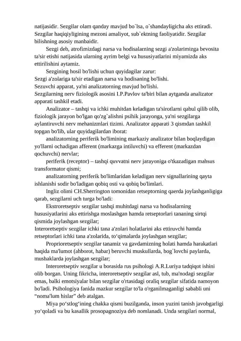 Sezgilar haqida umumiy tushunchava uning nerv-fiziologik asoslari 3