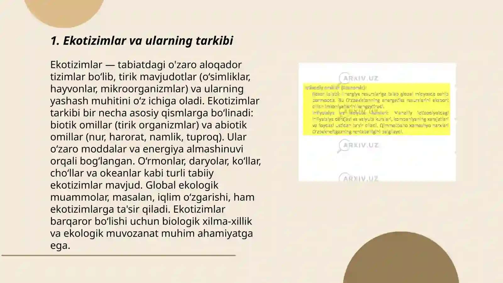 Organizm va muhit orasidagi o'zaro ta'sirlashuvi 3