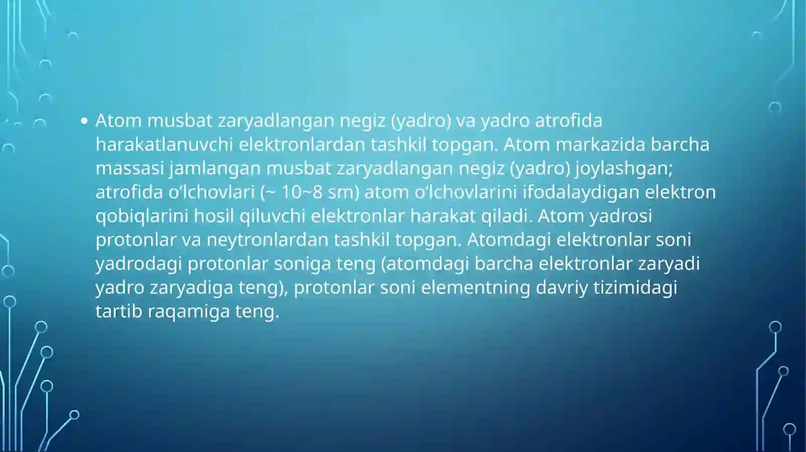 Atom tuzulishi va D.I.Mendeleyevning davriy sistemasi.Valentlik tushunchasini shakllanishi 3