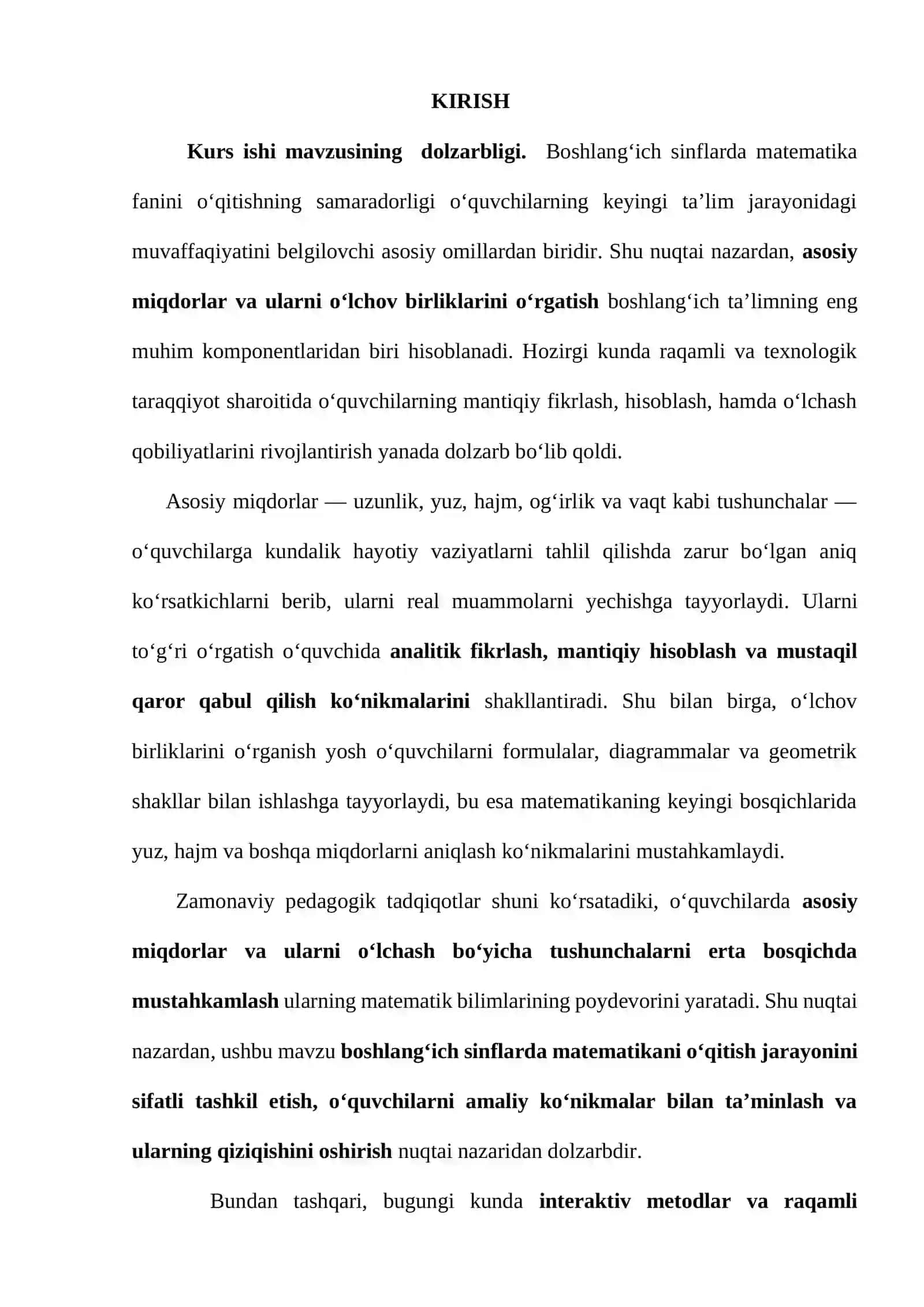 “Boshlang’ich sinflarda asosiy miqdorlar va ularni o’lchov birliklarini o’rgatish metodikasi. Uzunlik va yuza o’lchov birliklari” 3
