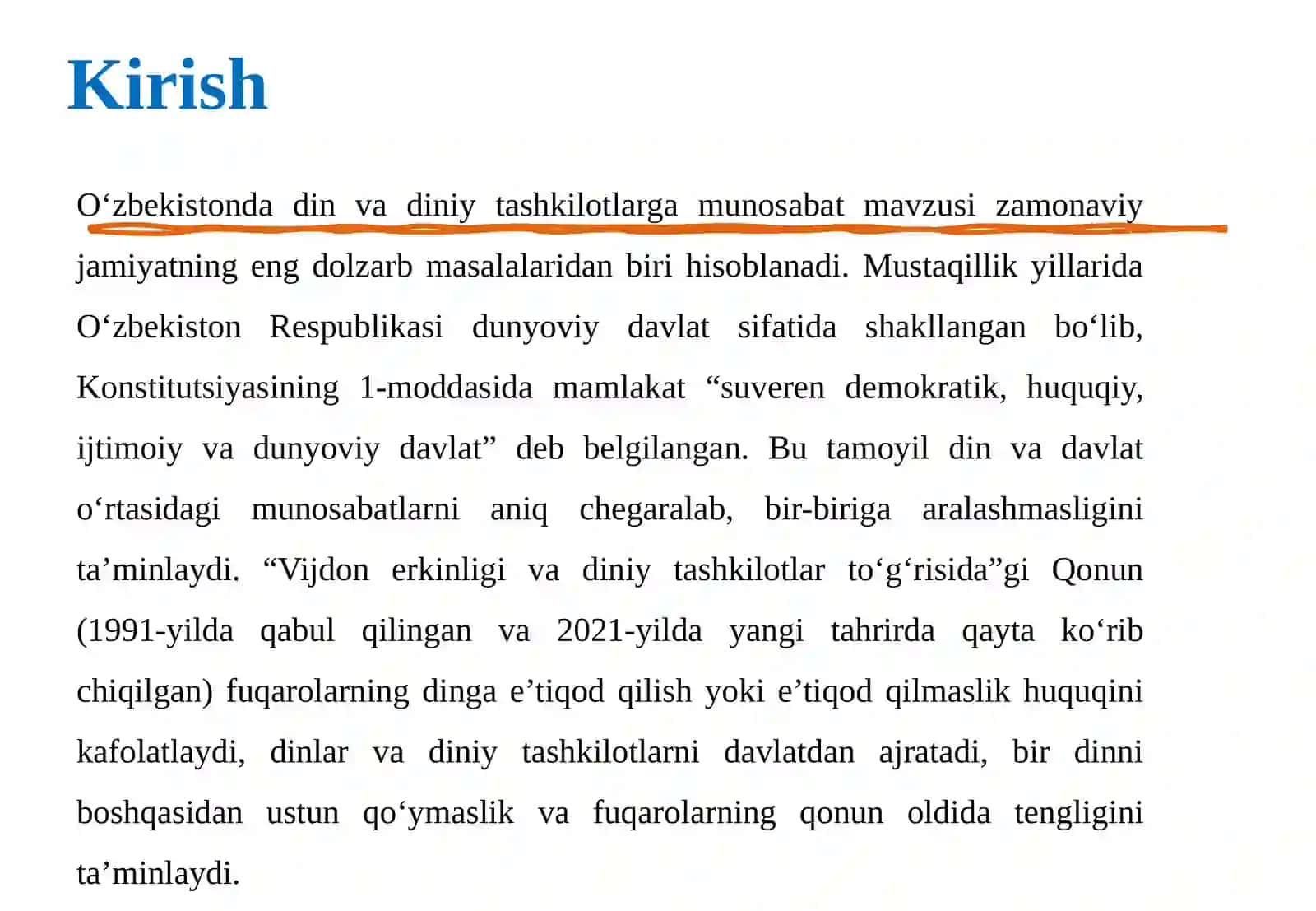 O‘zbekistonda din va diniy tashkilotlarga munosabat 3