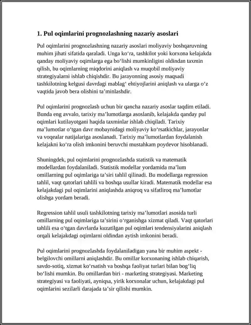 Pul Oqimlarini Prognozlash 3