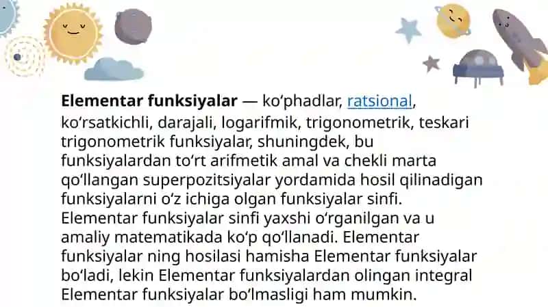 Elementar funktsiyalar haqida tushuncha va ularning xossalari 3