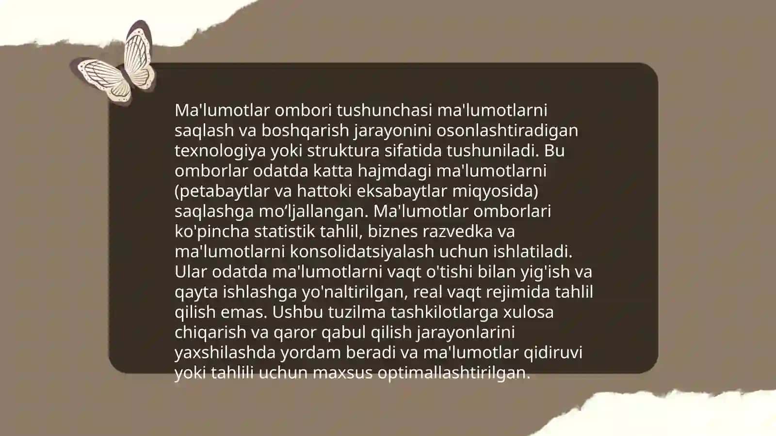Ma'lumotlar ombori tushunchasi 3