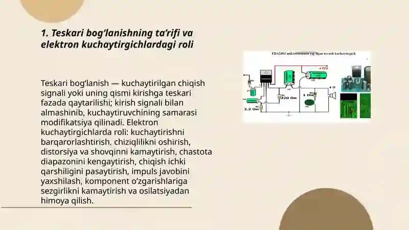 Elektron kuchaytirgichlar kuchaytirgichlarda teskari boglanish 3