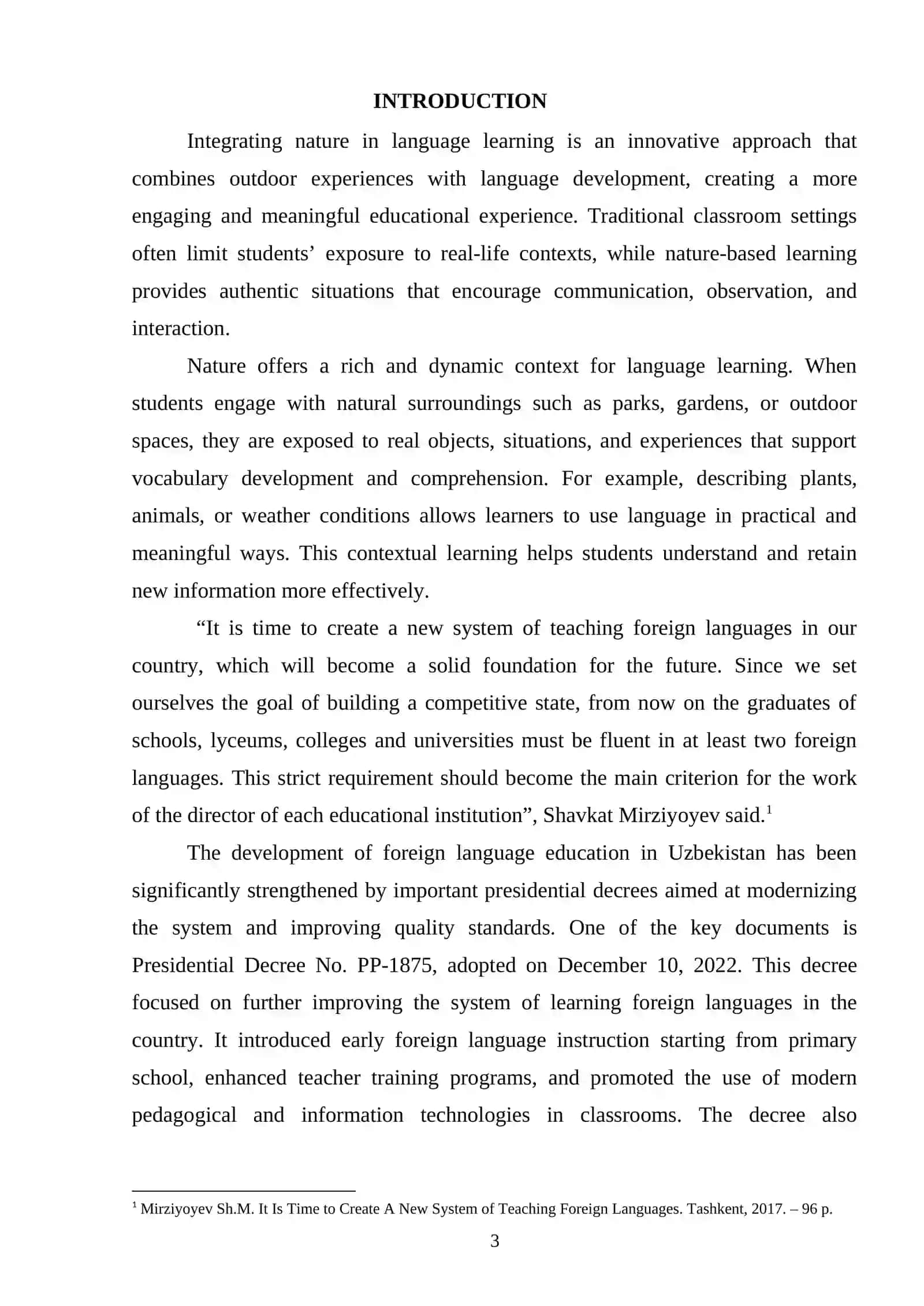 Integrating Nature in Language Learning 3