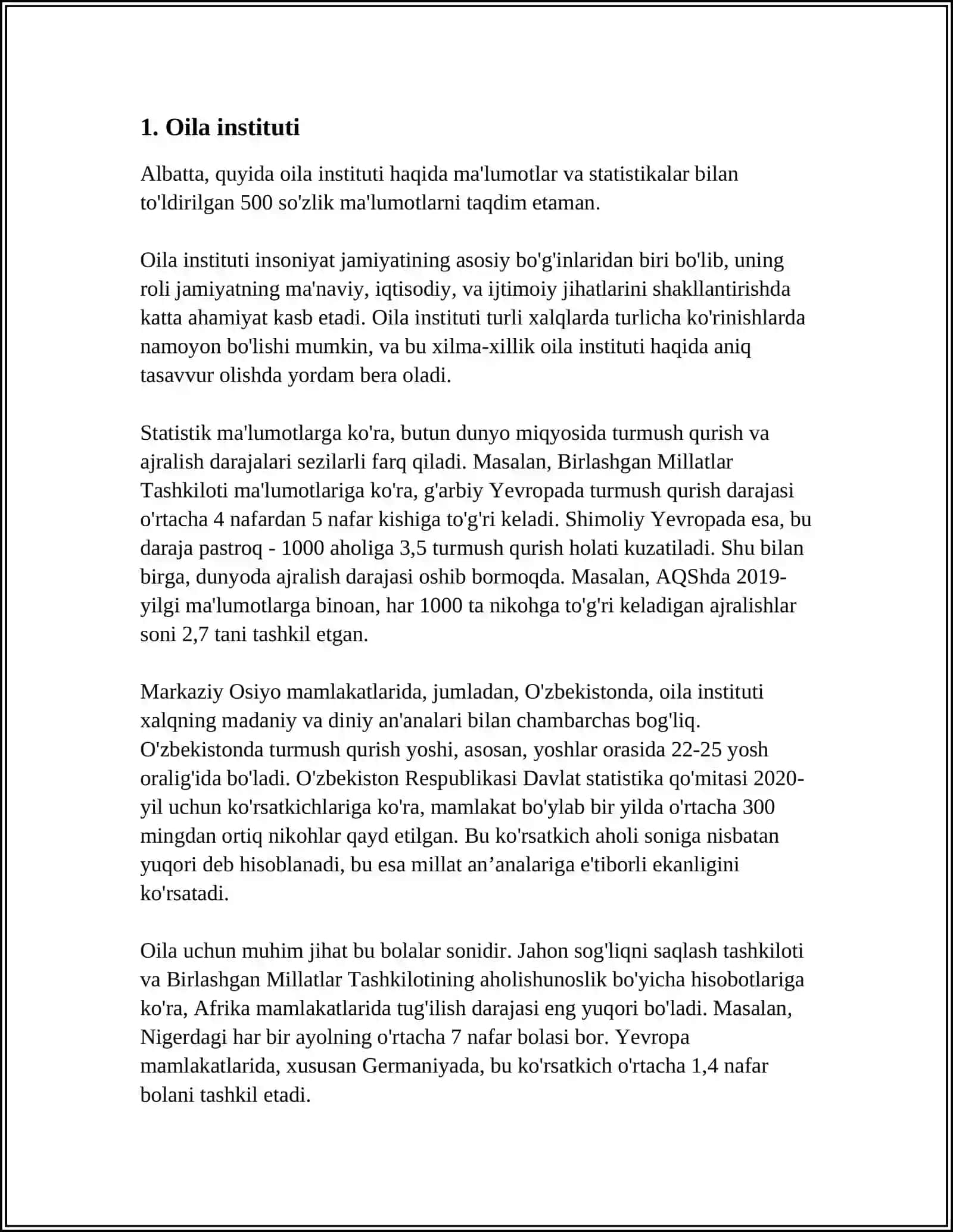 MUSTAQIL ISH Mavzu: SOTSIAL INSTITUTLAR 3