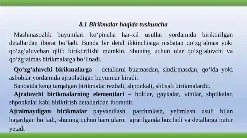 Birikmalar. Ajraladigan birikmalar. 3