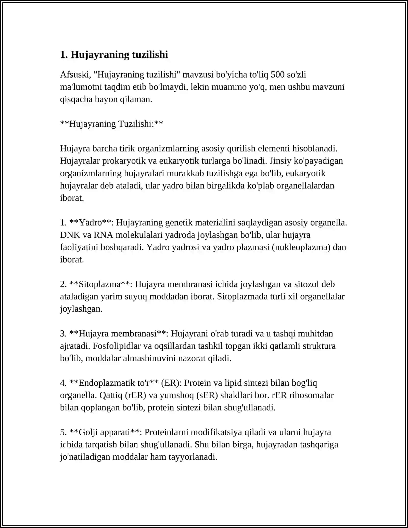 Hujayraning Tuzilishi 3