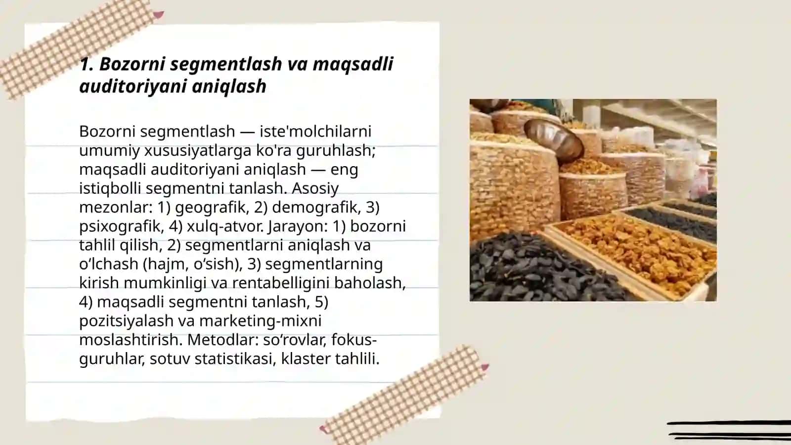 Bozorni va iste'molchilarni o’rganish 3