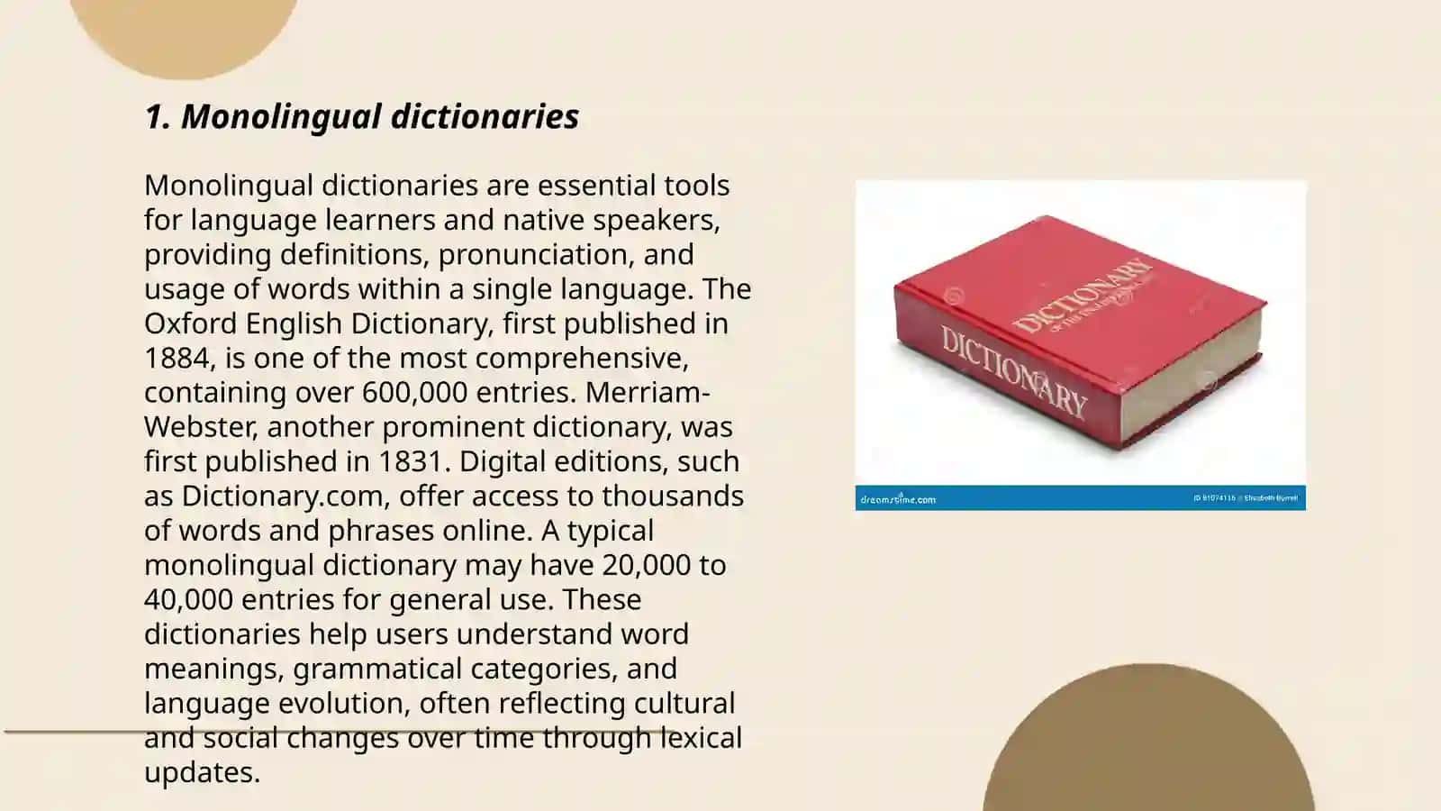 Monolingual dictionaries 3