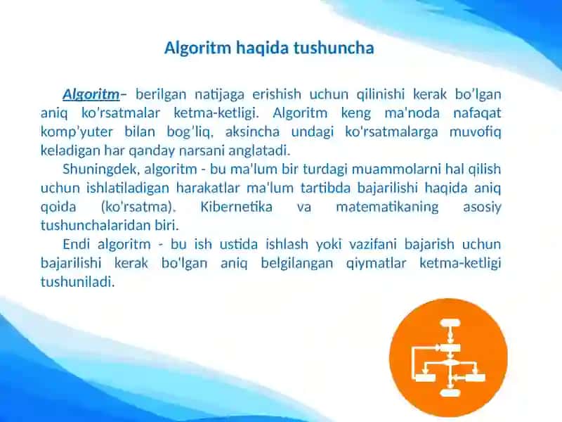 ALGORITM TUSHUNCHASI VA UNING TURLARI 3