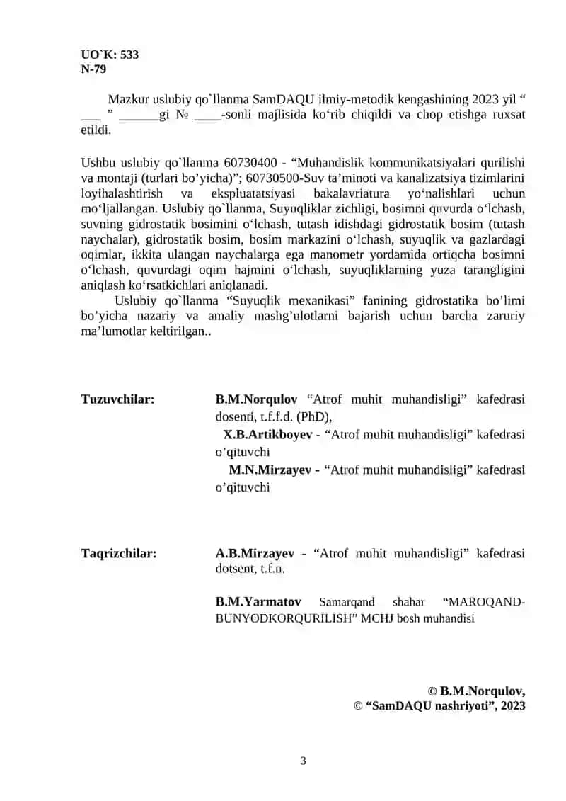 SUYUQLIK MEXANIKASI 3
