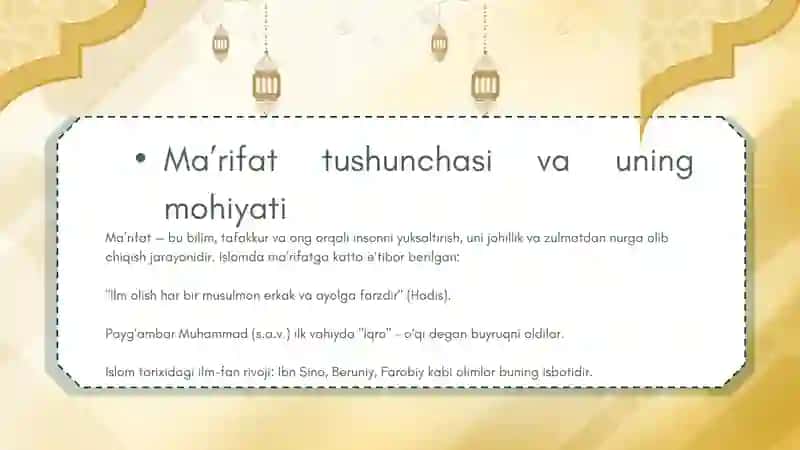 ISLOM QADRIYATLARI VA MARIFATINING HOZIRGI DAVRDAGI AHAMIYATI. 3