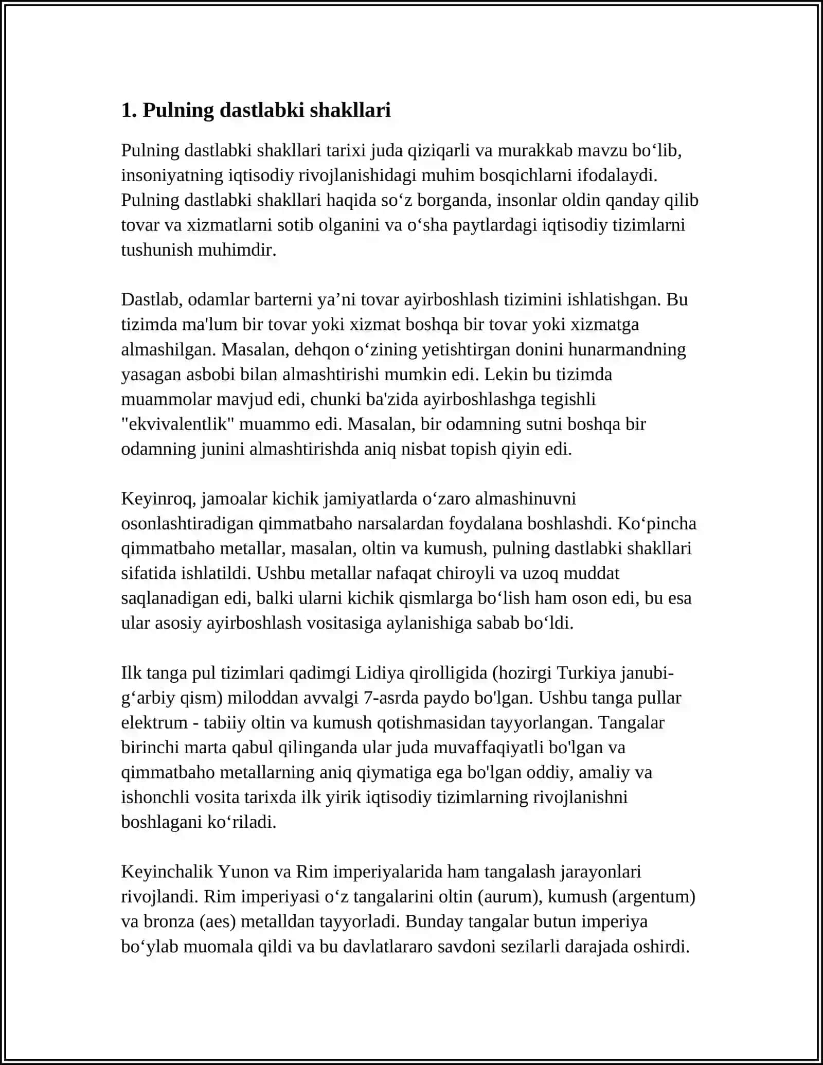 MUSTAQIL ISH Mavzu: PULNING KELIB CHIQISHI 3