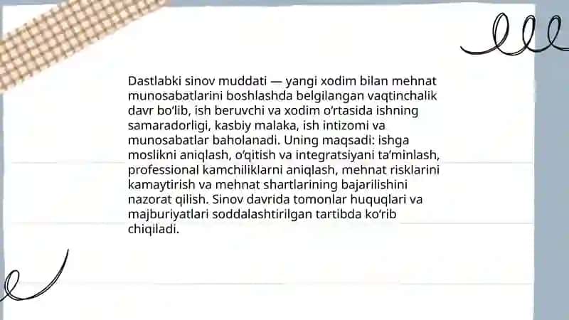 Dastlabki sinov muddati 3