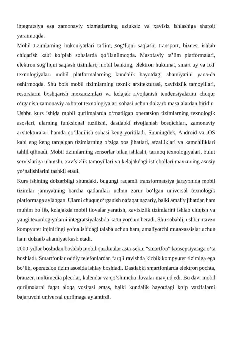 MOBIL QURILMALARDA O’RNATILGAN TIZIMLARNING QO’LANILISHI. 3