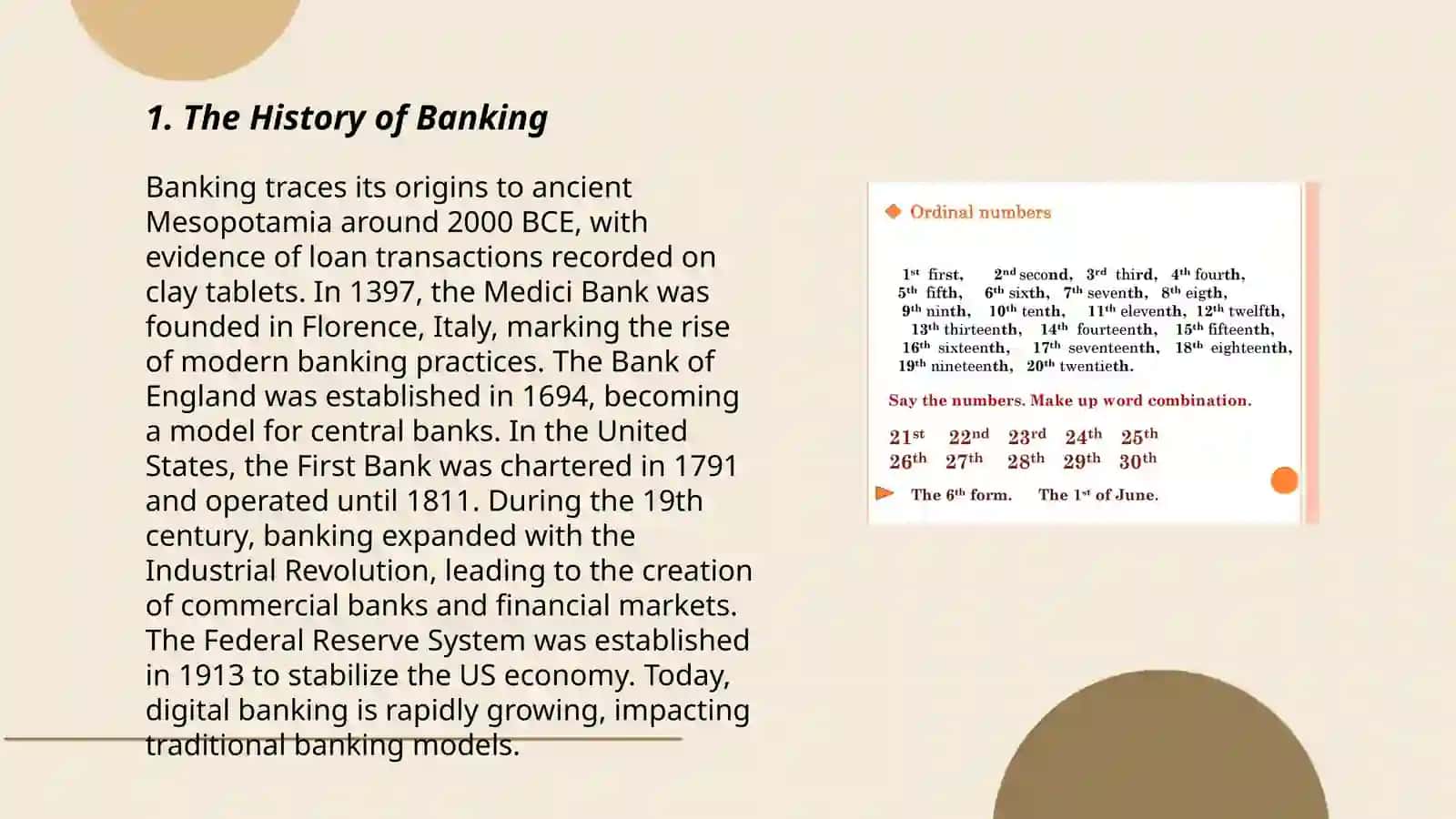 The world of bank. Numerals 3