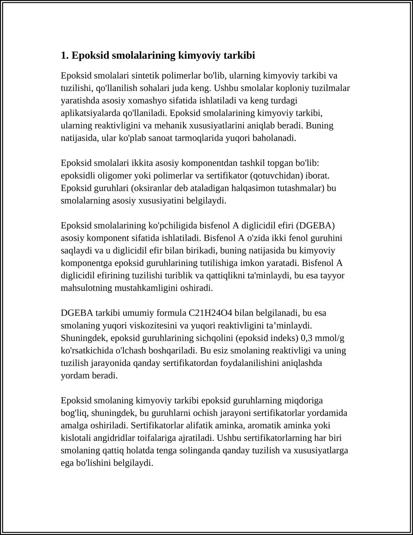 MAXSUS XOSSALI POLIMERLAR EPOOKSID SMOLALARI ASOSIDA 3