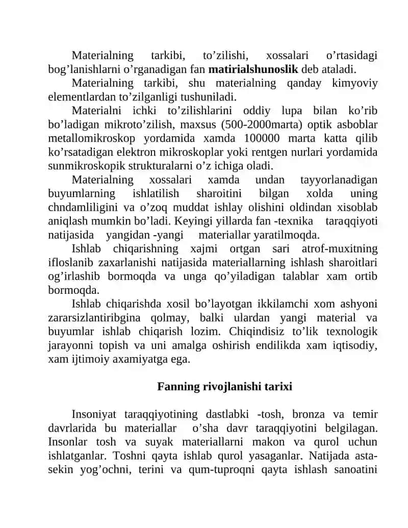 Materialshunoslik fanining predmeti va mazmuni 3