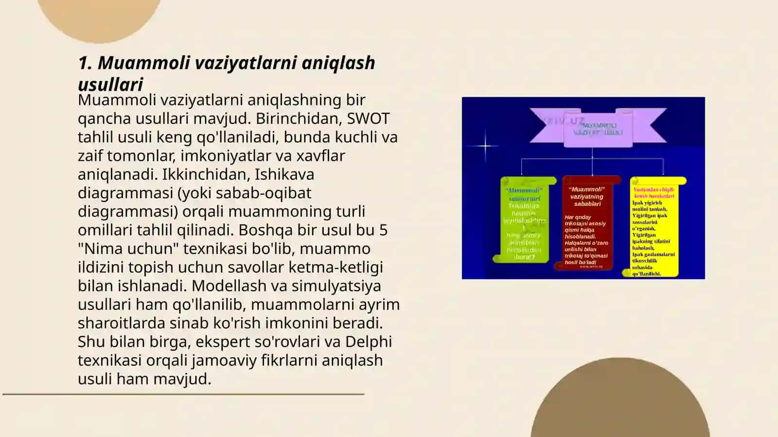 Muammoli vaziyatlarni aniqlash usullari 3