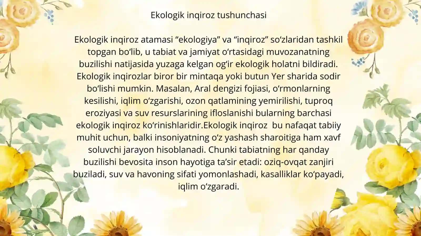 Ekologik inqirozlar va ularning oldini olish choralari 3