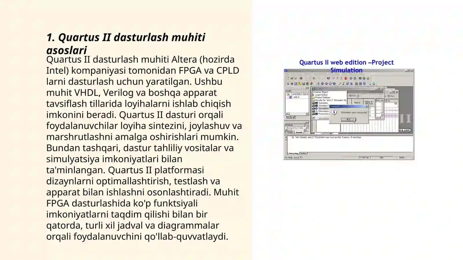 Quartus II dasturlash muhiti 3