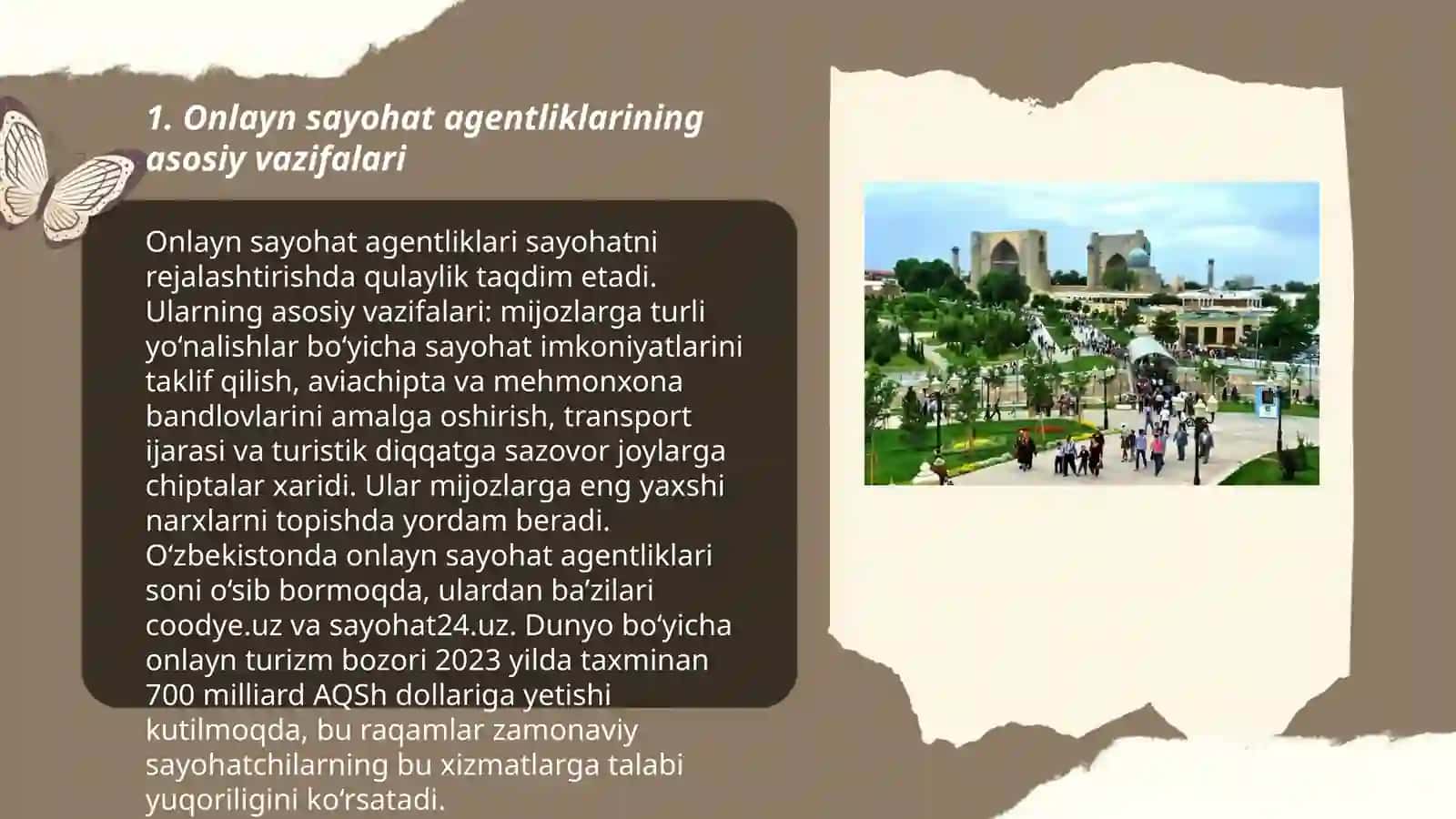 Turizmda onlayn sayohat agentliklari taqdimot 3