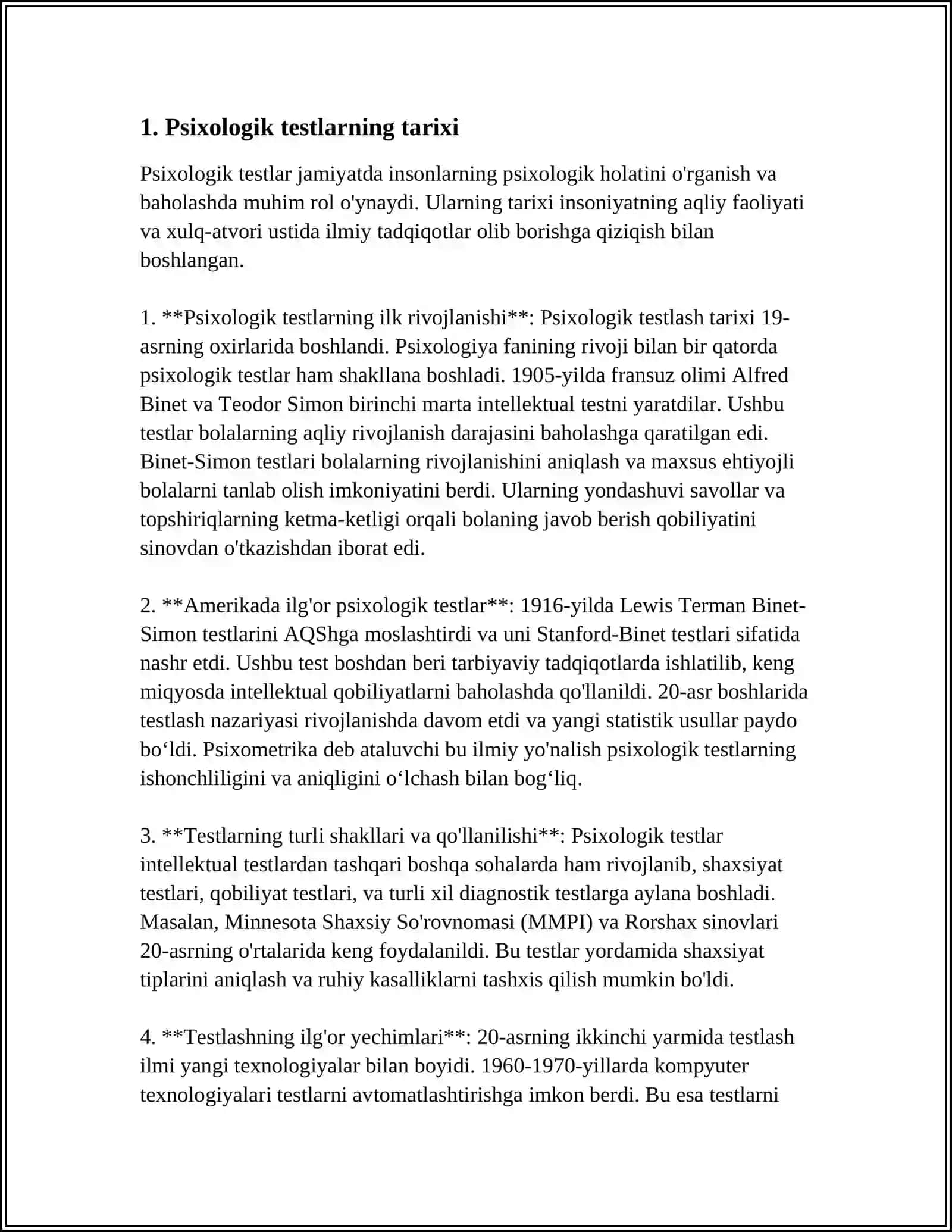 PSIXOLOGIK TESTLAR VA ULARNING IMKONIYATLARI 3