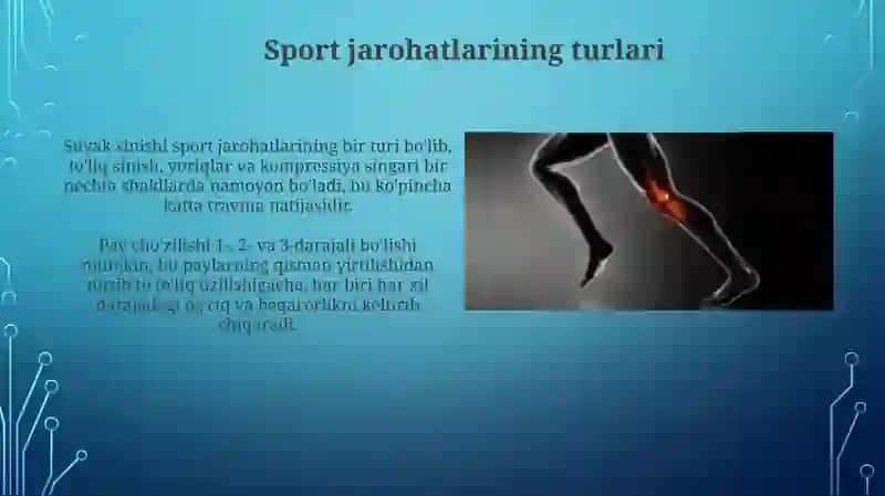Sport jarohatlari va pay cho'zilishining asoslari 3