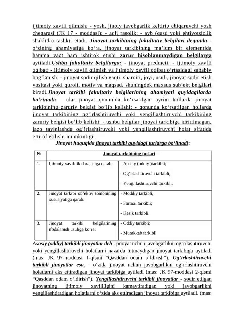 Jinoyat tarkibi va obyekti 3