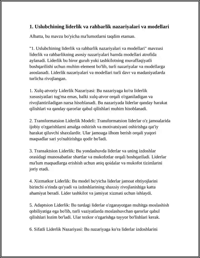 USLUBCHINING LIDERLIK VA RAHBARLIK XUSUSIYATLARI 3