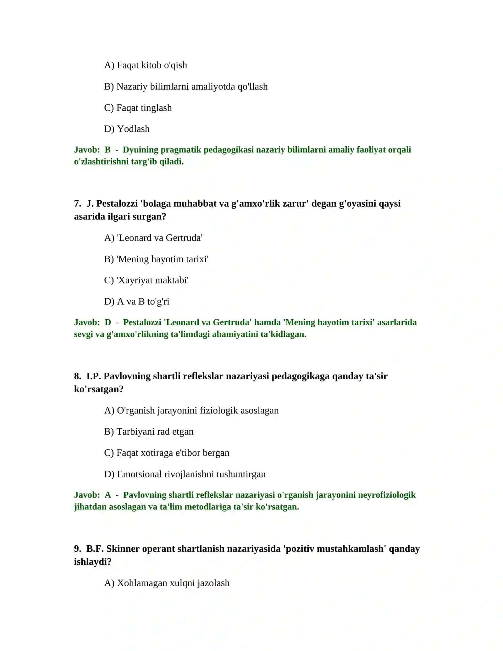 BOSHLANG'ICH TA'LIM O'QITUVCHISI TEST SINOVLARI 3