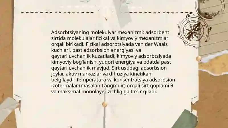 Adsorbtsiyaning molekulyar mexanizmi 3